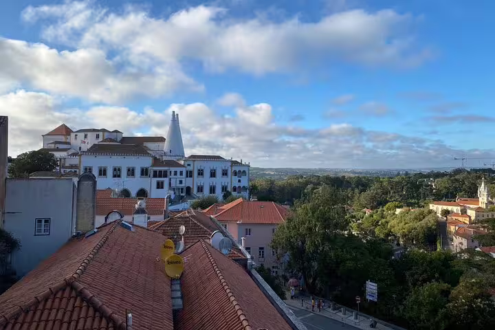 Panoramic view of Sintra's historical architecture and lush landscape on the Jeep Tour Sintra-Cascais.