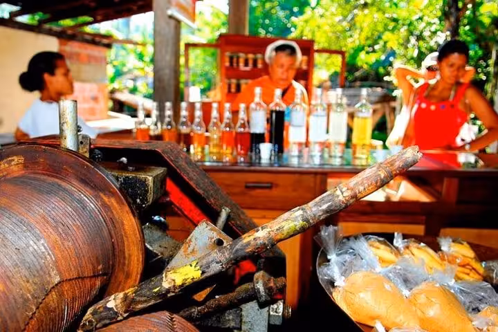 Rustic stills and local products showcased at a countryside distillery during Jeep Tour to waterfalls.