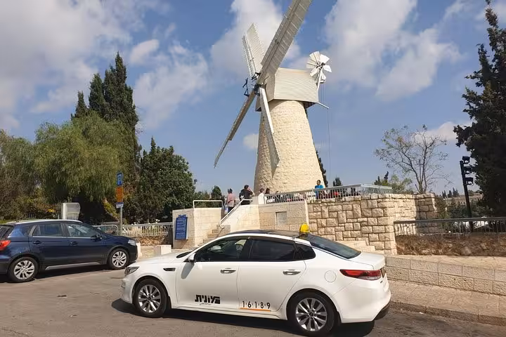 Jerusalem private day tour from Tel Aviv with driver, stop at Montefiore Windmill and Mishkenot Shaananim