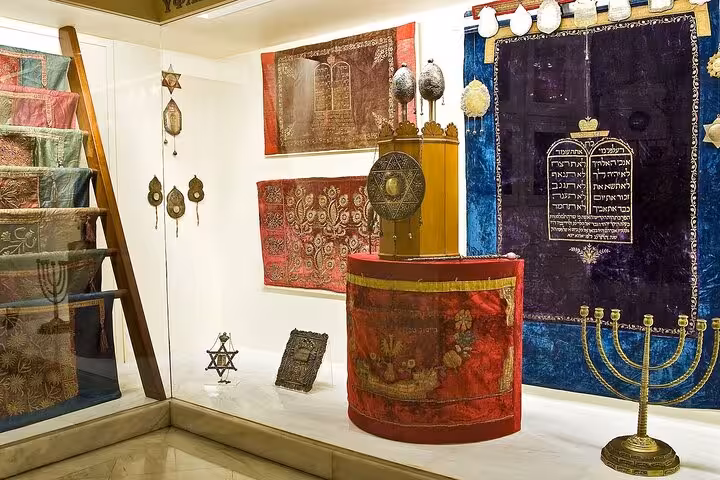 Intricate religious artifacts displayed at the Jewish Museum of Greece, featured in the Jewish Heritage Walking Athens Tour.