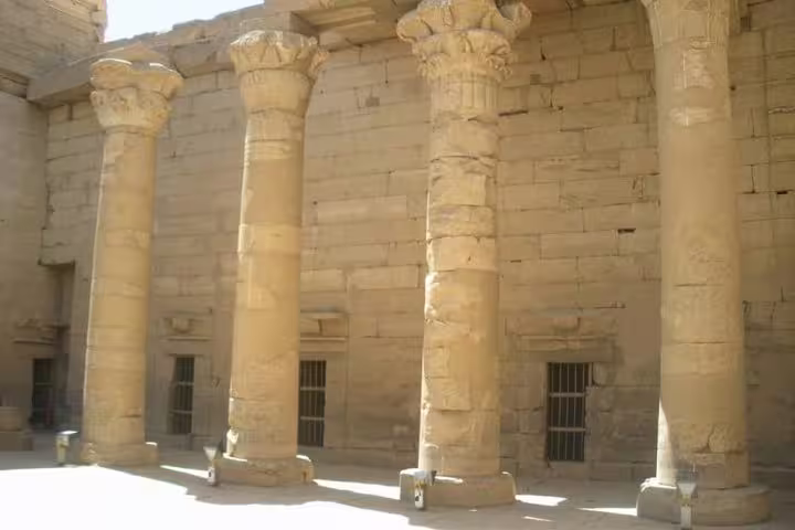 Close-up of Kalabsha Temple columns and ancient stone walls in Aswan on a Kalabsha Temple private guided tour