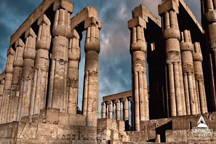 Massive columns of Karnak Temple in Luxor on a private day tour from Hurghada by car with guide