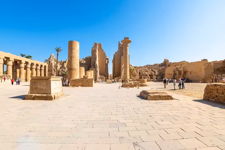 Karnak Temple complex in Luxor with towering columns, a highlight of full-day West and East Bank tour
