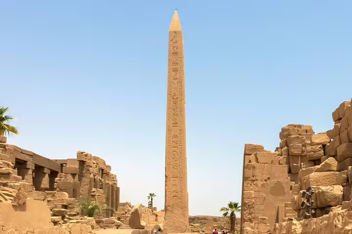 Karnak Temple obelisk in Luxor on a private day tour from Cairo by plane with guided sightseeing