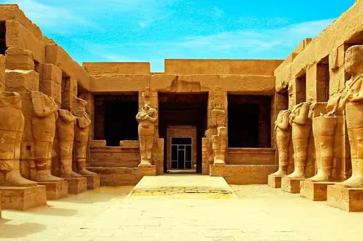 Karnak Temple avenue of ram-headed sphinx statues in Luxor, private day trip from Hurghada