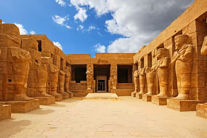 Avenue of ram-headed sphinxes at Karnak Temple, Luxor East Bank, on full-day guided tour itinerary