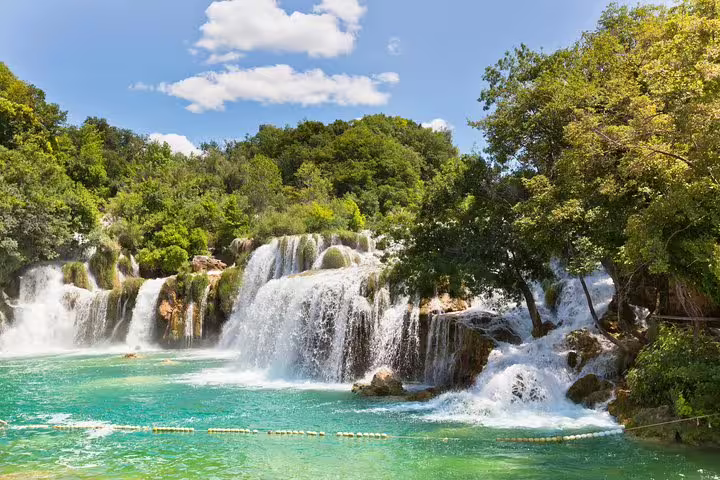 Turquoise pool and cascading waterfalls at Skradinski Buk, Krka National Park day trip from Split or Zadar