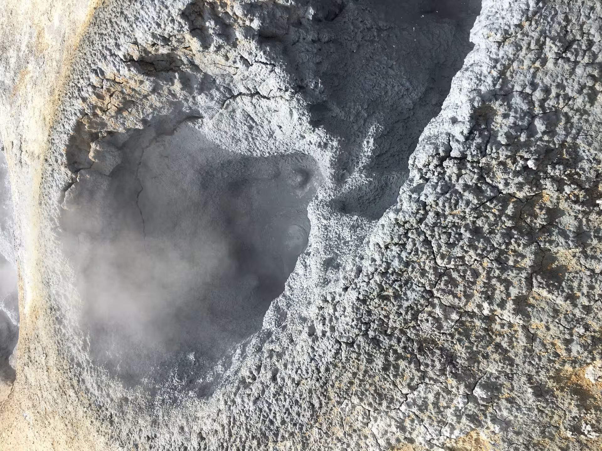 Bubbling mud pots at Lake Myvatn's geothermal area, offering a unique volcanic experience on a guided day tour.