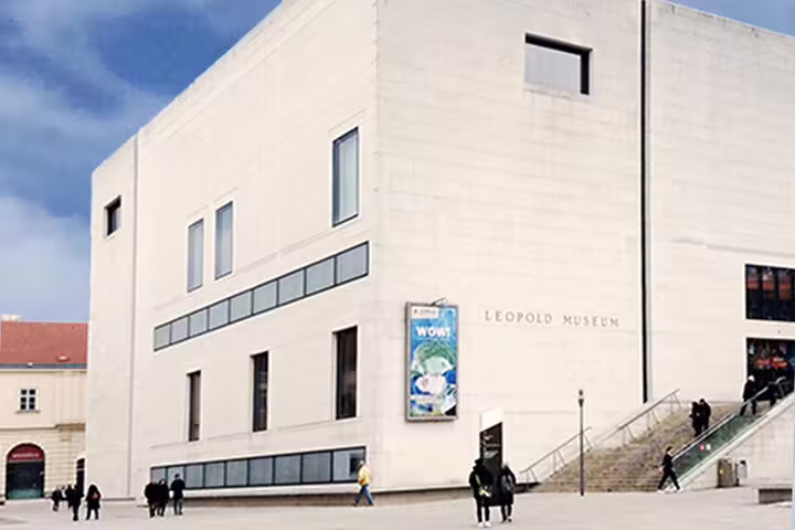 Exterior view of the Leopold Museum in Vienna, a key location for the Gustav Klimt art tour with skip-the-line entry.