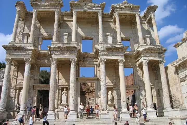 Library of Celsus facade in Ephesus, Selcuk on 8-day Turkey mini group tour with flights, max 10 travelers