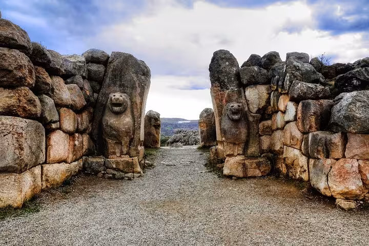 Lion Gate entrance of ancient Hattusa ruins, highlight stop on a private guided tour from Cappadocia