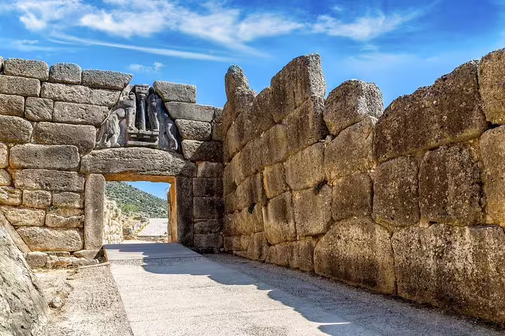 Lion Gate entrance at Mycenae citadel, Peloponnese, Greece, featured on the 2-day best places tour