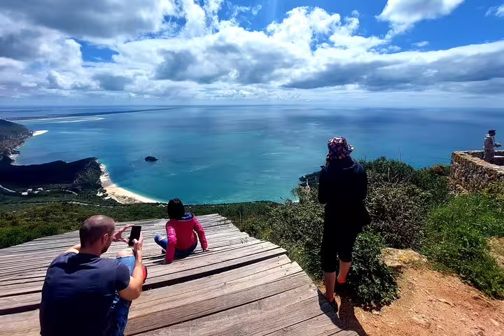 Breathtaking coastal view from Setúbal during a private full-day Arrábida wine tour with lunch, near Lisbon, Portugal.
