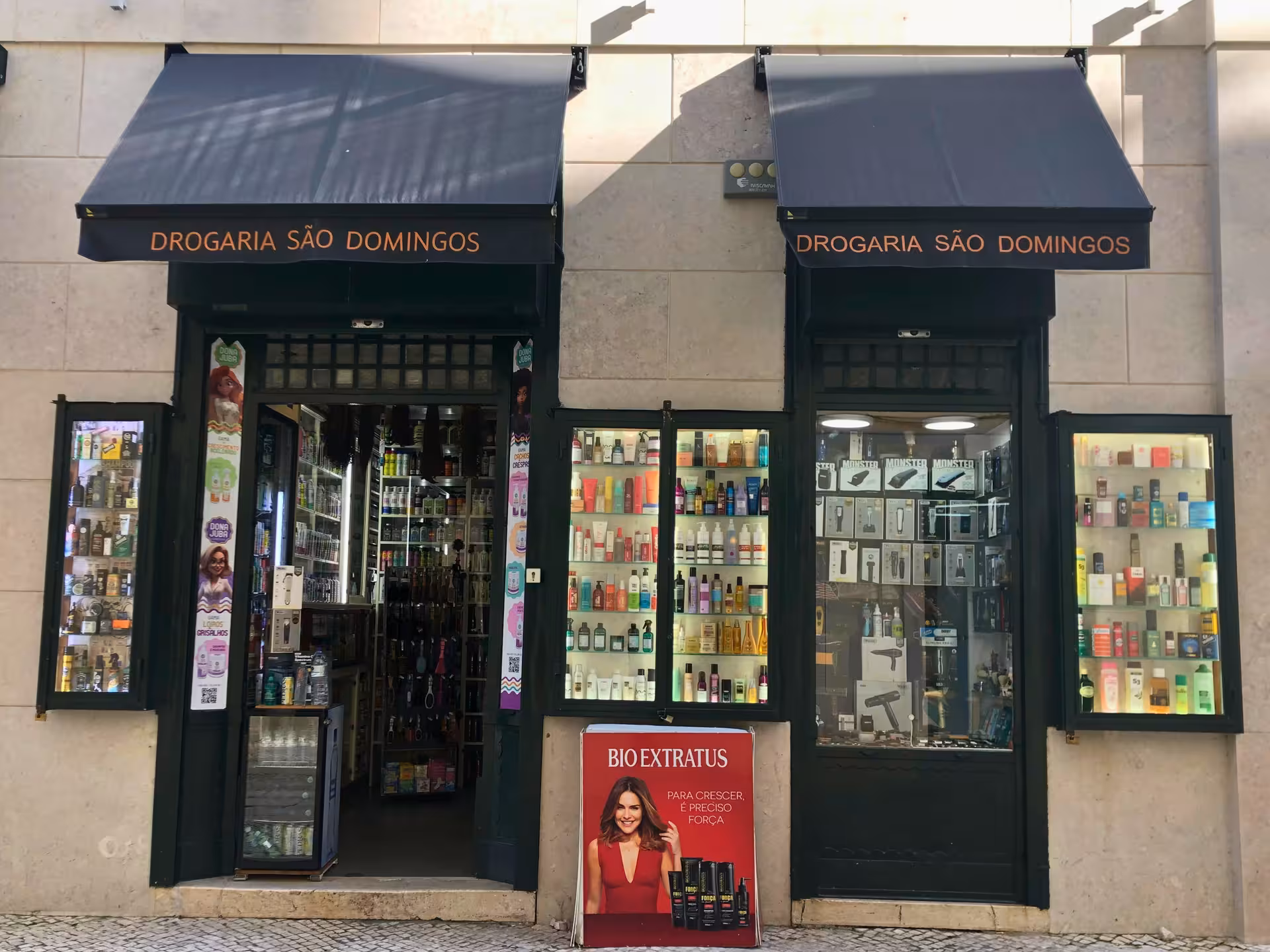 Facade of Drogaria São Domingos, a historic Lisbon pharmacy stop on the Old Shops & Traditions tour