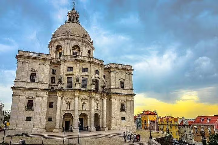 Explore the stunning National Pantheon at sunset on a Lisbon Old Town tuk tuk tour, capturing historic architecture.