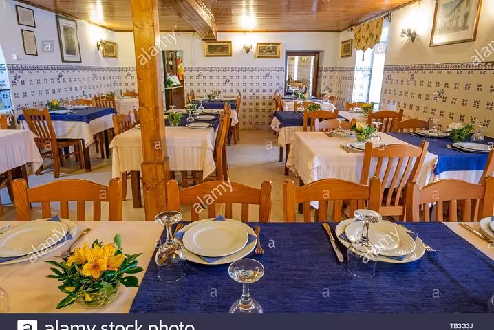 Traditional Portuguese restaurant dining room, ideal lunch stop on Lisbon to Porto transfer with stops