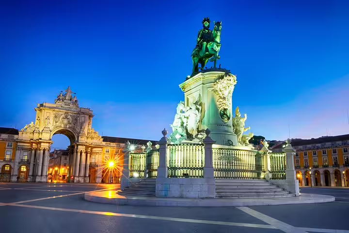 Explore Lisbon's iconic Praça do Comércio on a private full-day tour with custom stops in a premium vehicle.