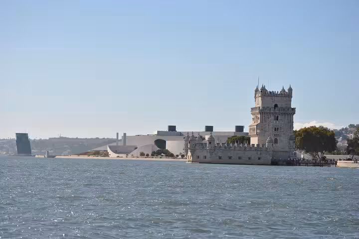 Belem Tower waterfront view from a 2-hour Lisbon Old Town small-group sailing cruise on the Tagus River