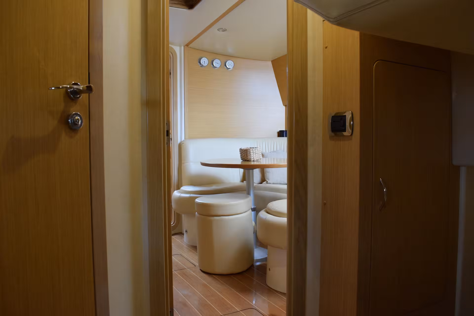 Interior dining nook on private yacht for A Lisbon Tale by On Tales, Lisbon Tagus River boat experience