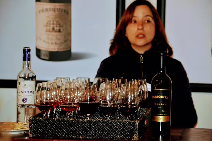A woman presents a selection of fine wines on Lisbon's South Sights & Wine Private Tour, showcasing regional flavors and expertise.
