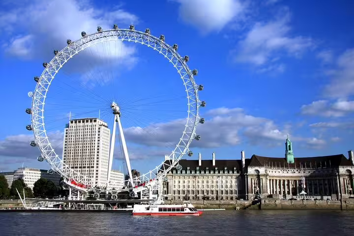 London Eye on the Thames, a highlight of half-day London sightseeing with a local guide near Westminster