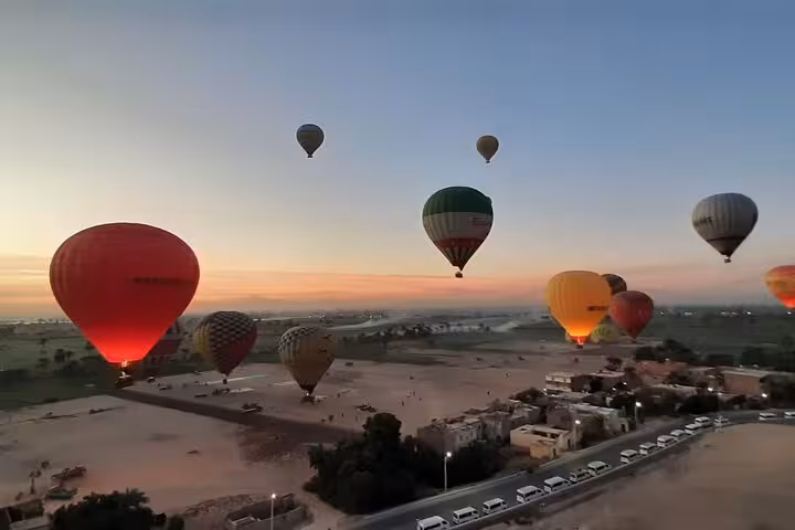 Early morning Luxor hot air balloon ride over West Bank villages and desert at dawn with transfers