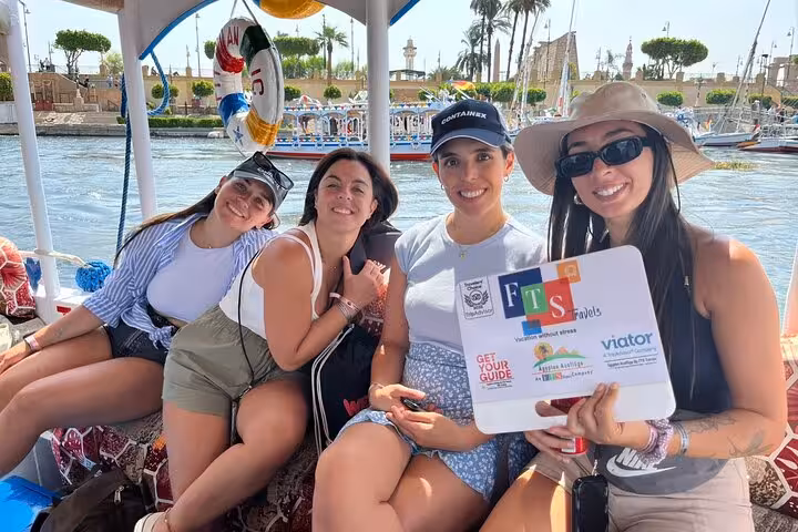 Travelers on a Nile boat in Luxor during Marsa Alam to Karnak Temples and Valley of the Kings tour