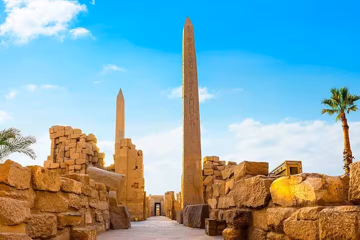 Luxor Temple obelisk avenue view on Sharm El Sheikh to Luxor day tour by plane with guided sightseeing