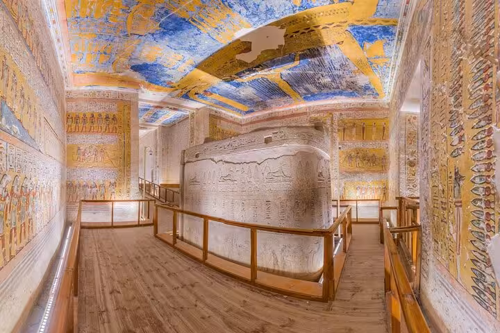 Colorful tomb chamber in Valley of the Kings, Luxor private day tour option with flexible itinerary