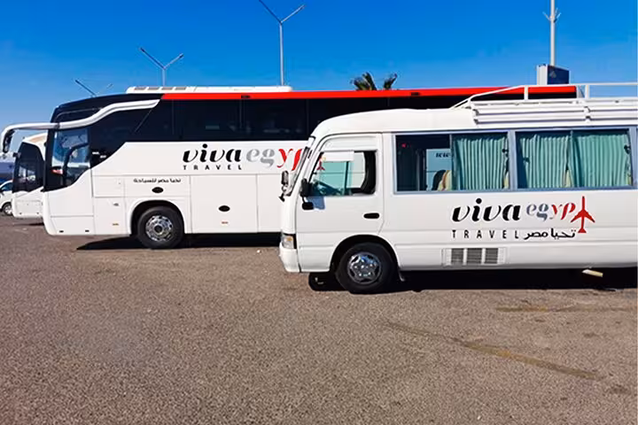 Air-conditioned tour bus and minivan for full-day Luxor Valley of the Kings trip with hotel pickup
