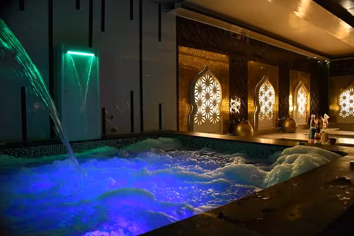 Luxury jacuzzi with blue LED lights at Sharm El Sheikh spa, ideal add-on to VIP solo massage experience