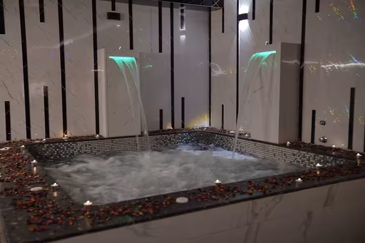 Luxury jacuzzi with waterfall jets at Sharm El Sheikh spa, ideal add-on to a relaxing Swedish massage experience