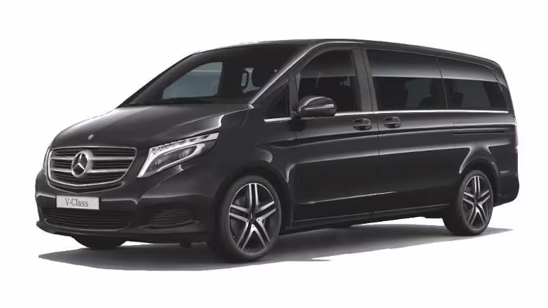 Luxury private Mercedes V-Class van for Naples to Caserta transfer service with professional driver and luggage space