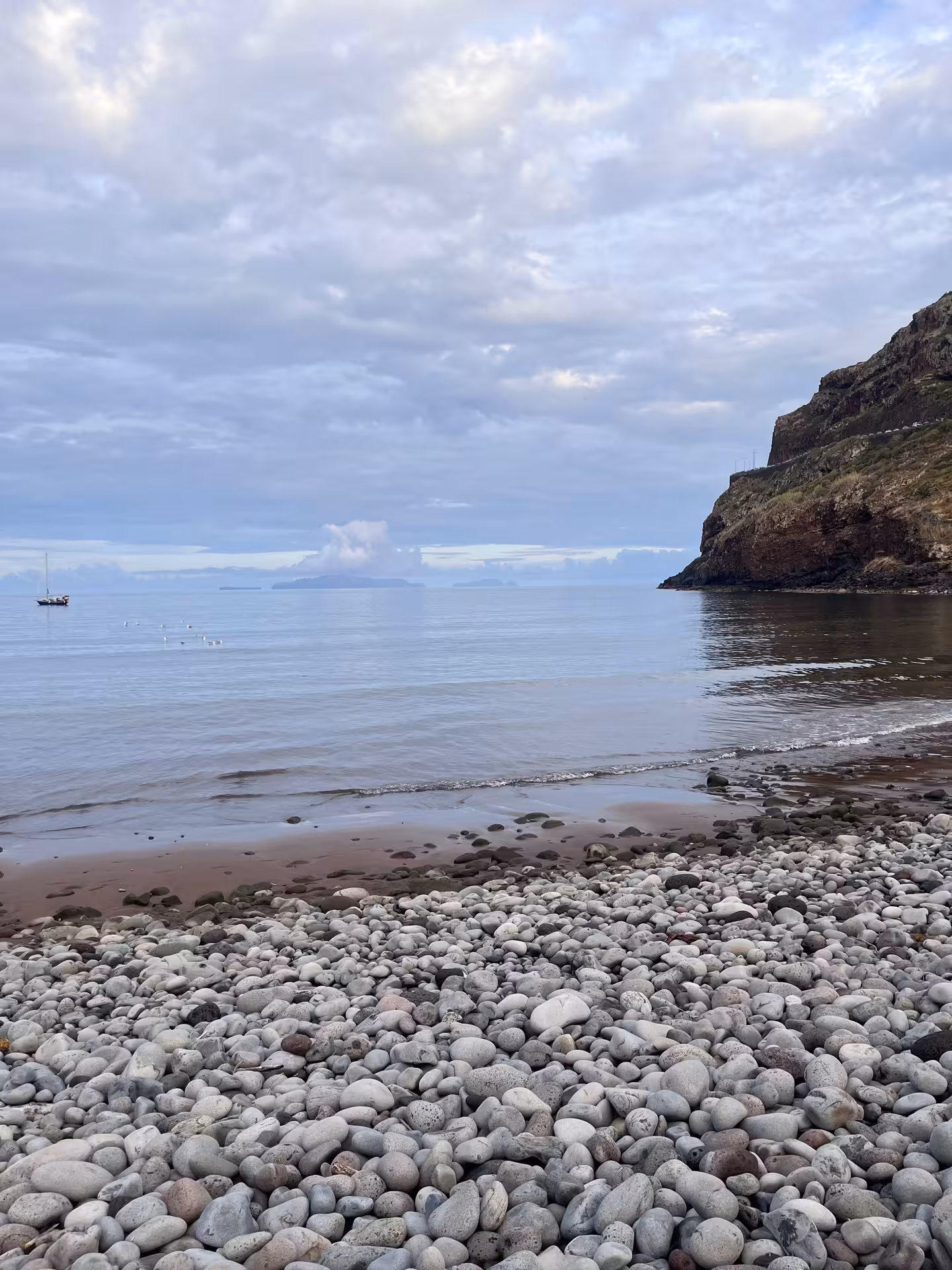Pebble beach and calm Atlantic bay on Madeira north coast, a scenic stop on 4x4 Experience North Wonders
