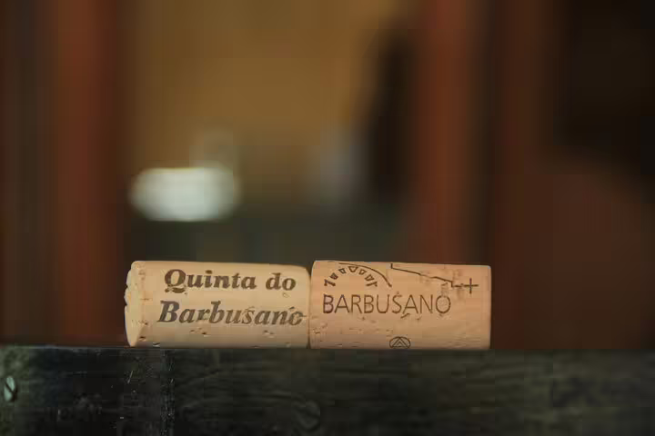 Close-up of two wine corks from Quinta do Barbusano, highlighting the wine-tasting experience in Madeira’s 4x4 Jeep Adventure.