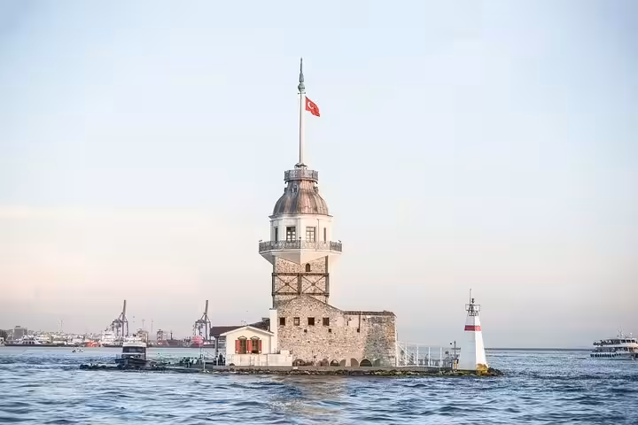 Maiden’s Tower on the Bosphorus in Istanbul, scenic ferry view on Asian side local tour experience