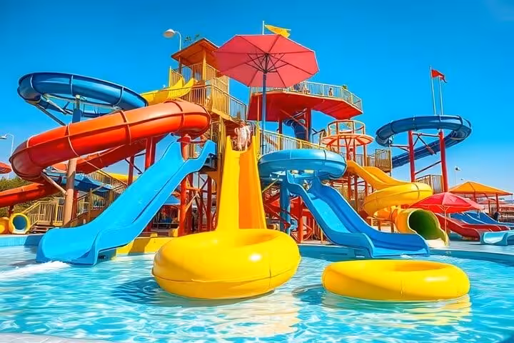 Family water playground and slides at Makadi Water World Aqua Park with lunch included, from Hurghada