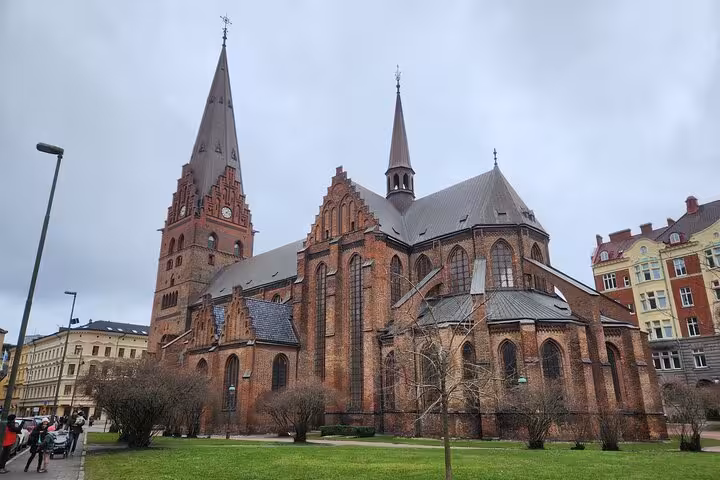 Stunning Gothic church architecture featured in Malmo's four-hour highlights tour.