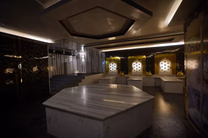 Marble steam hammam room with heated slabs for Royal Hammam & solo spa experience in Sharm El Sheikh