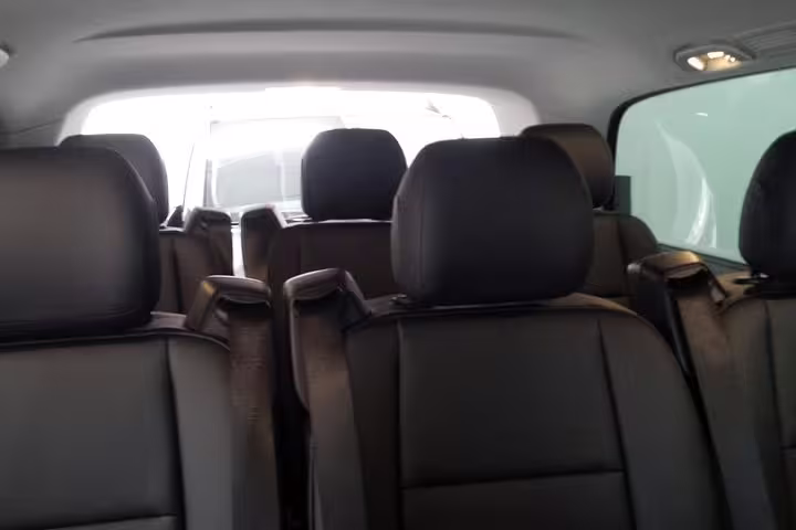 Spacious interior seating for a comfortable private transfer from Marco Polo airport to Venice cruise terminal.