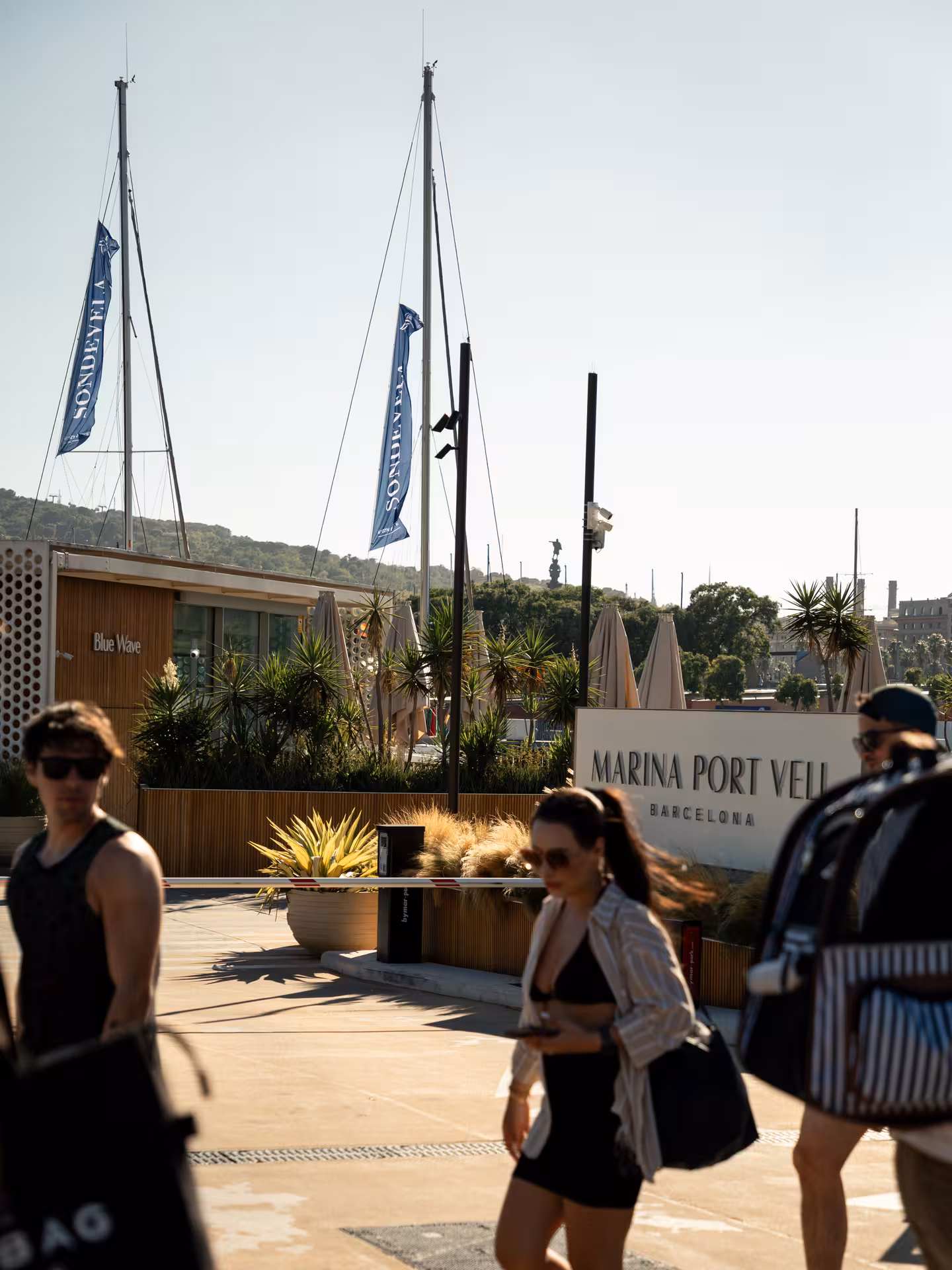 Marina Port Vell Barcelona waterfront near Mediterranean fishing tour departure point with yachts and promenade
