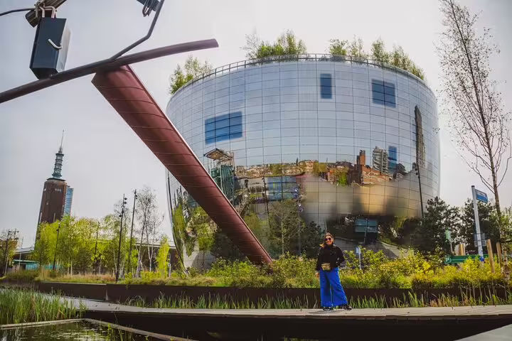 Markthal Rotterdam mirrored facade and rooftop greenery on a Dutch local walking tour in city center