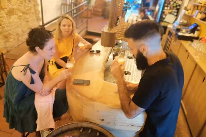 Guests sampling local craft beers at the bar with a guide on a Marseille beer tasting experience tour