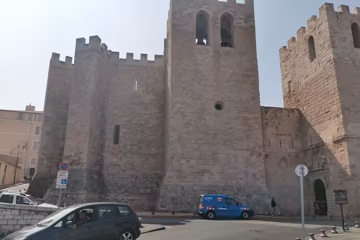 Historic stone fortress walls in Marseille near the Old Port, stop on a Marseille shore excursion city tour