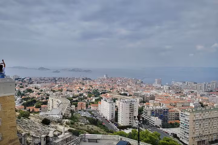Marseille city panorama and Mediterranean sea view from Notre-Dame de la Garde on a cruise shore excursion