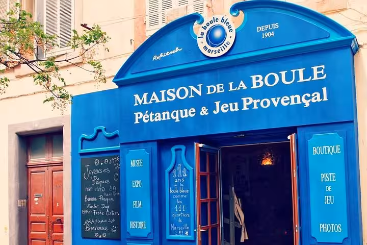 Maison de la Boule Bleue Marseille storefront, pétanque museum stop on a 3-day local city tour