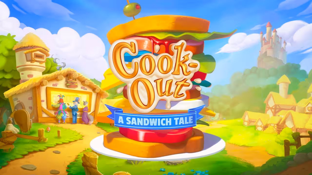 Matrix Fast family-friendly adventure with colorful Cook-Out sandwich theme in a bright fantasy village scene