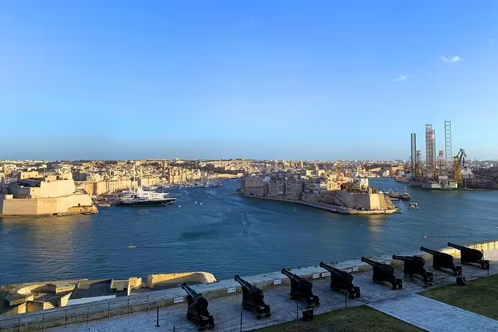 Enjoy stunning views of Valletta's Grand Harbour and historic cannons during the Mdina full-day guided tour.
