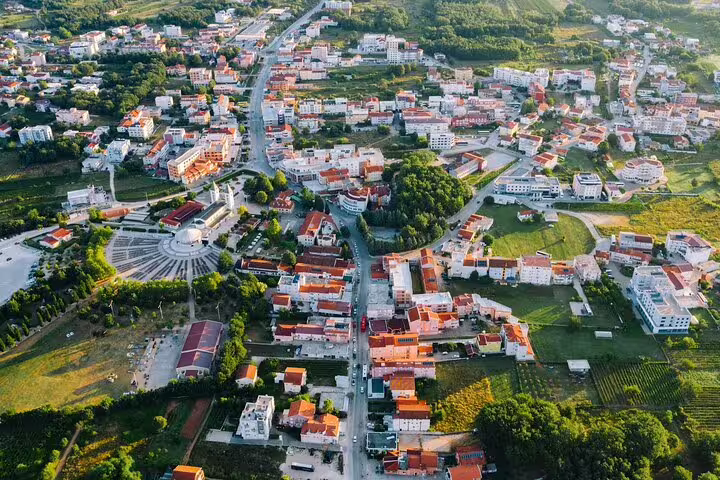Aerial view of Medjugorje town in Bosnia and Herzegovina, scenic stop on a private pilgrimage tour