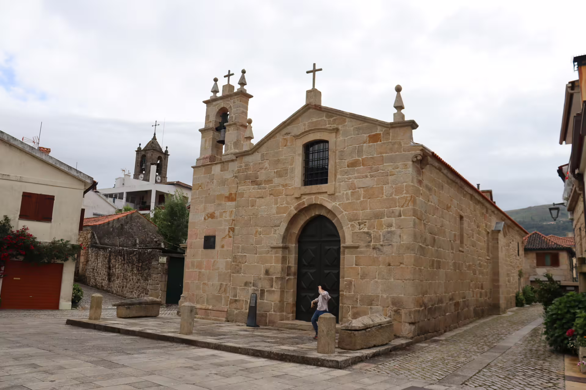 Historic stone church in Melgaço, Portugal, showcasing regional architecture on a private Alvarinho wine tour.